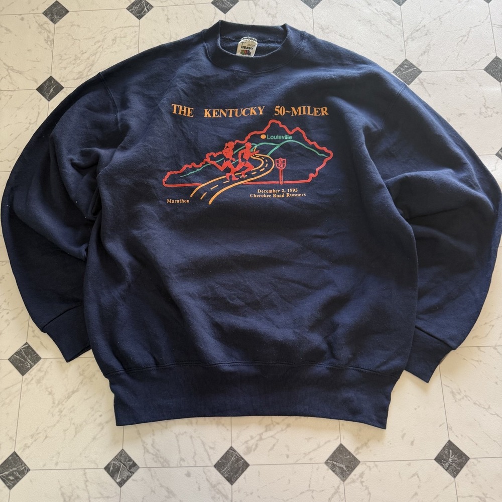 Kentucky 50-Miler Graphic Crewneck Sweatshirt Navy Fruit‎ of the Loom Heavy L